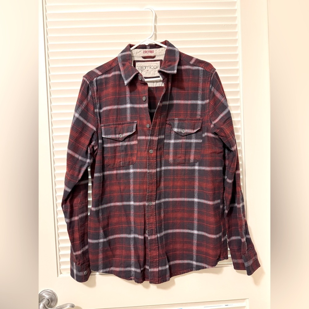 Casual Red and Gray Warm Flannel with Classic Collar